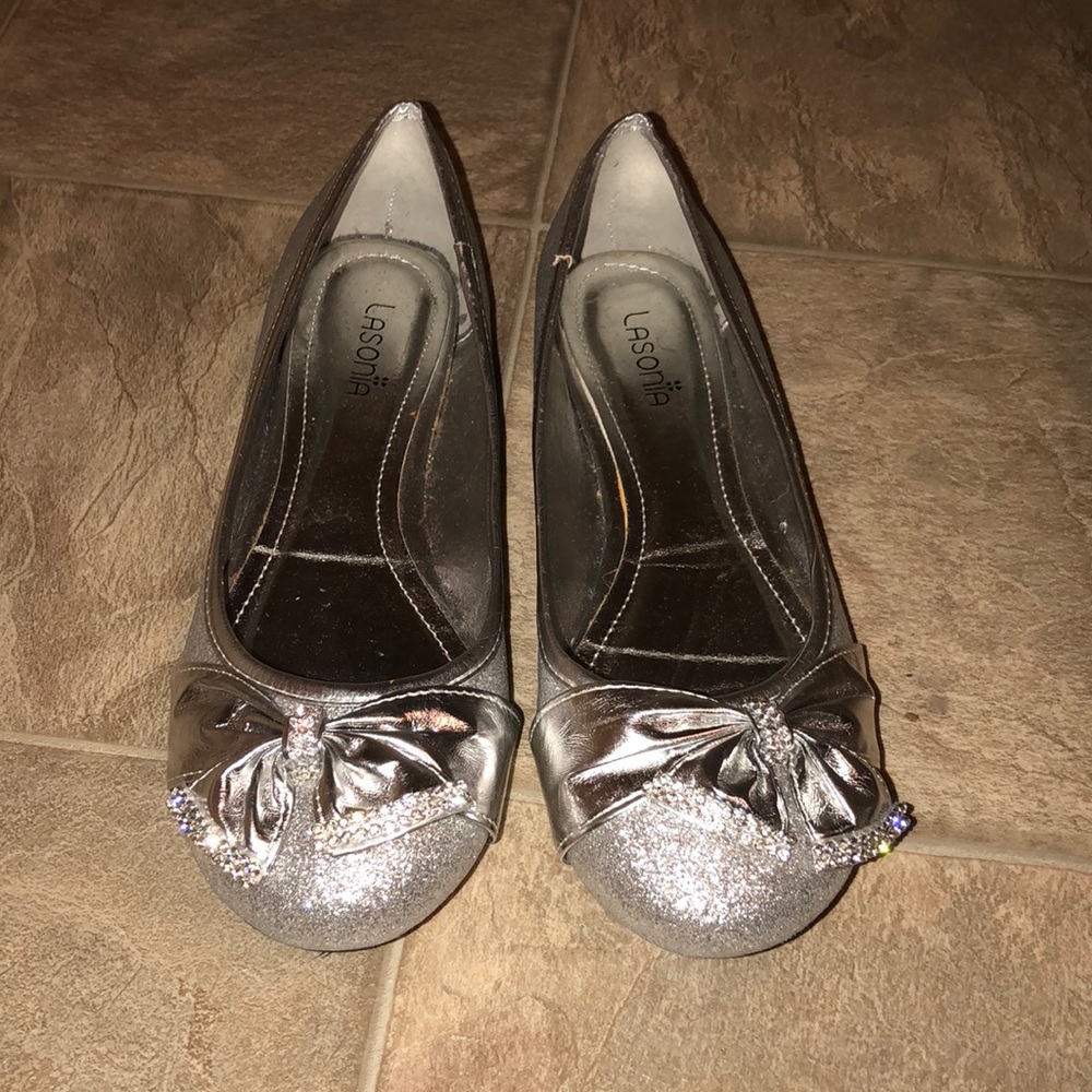Silver Glitter Flats